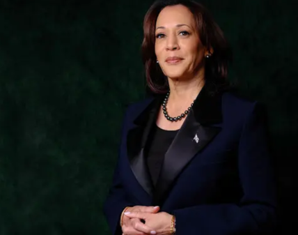 Vice President Kamala Harris during a speech at the White House, advocating for social justice and equality.