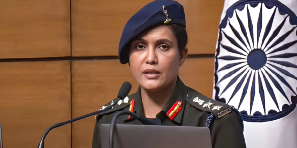 Colonel Sophia Qureshi leading the Indian Army contingent at Exercise Force 18 in Thailand, 2016.