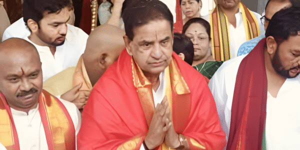 B. R. Naidu, Chairman of Tirumala Tirupati Devasthanams, addressing media at Tirumala Temple