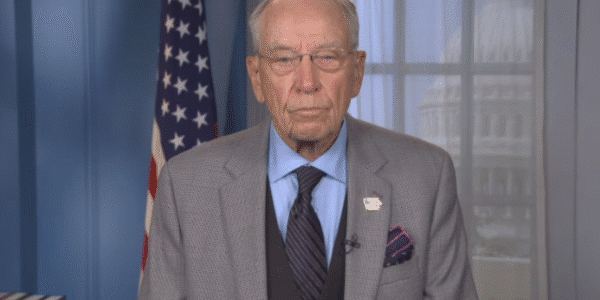 “Chuck Grassley, U.S. Senator from Iowa and current President pro tempore of the Senate, speaking at an official event.”