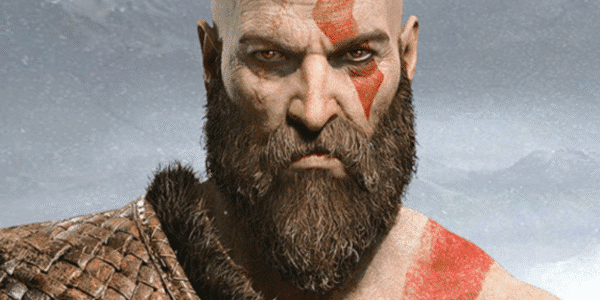 Kratos and Atreus standing together in a snowy Norse landscape, ready for battle.