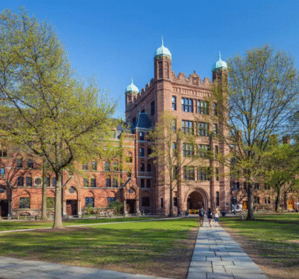 Historic Yale University campus in New Haven, Connecticut, featuring Gothic architecture and student life.