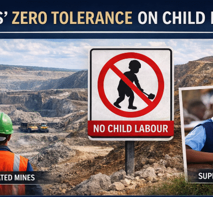 De Beers mining operations reflecting ethical sourcing and responsible labour practices.